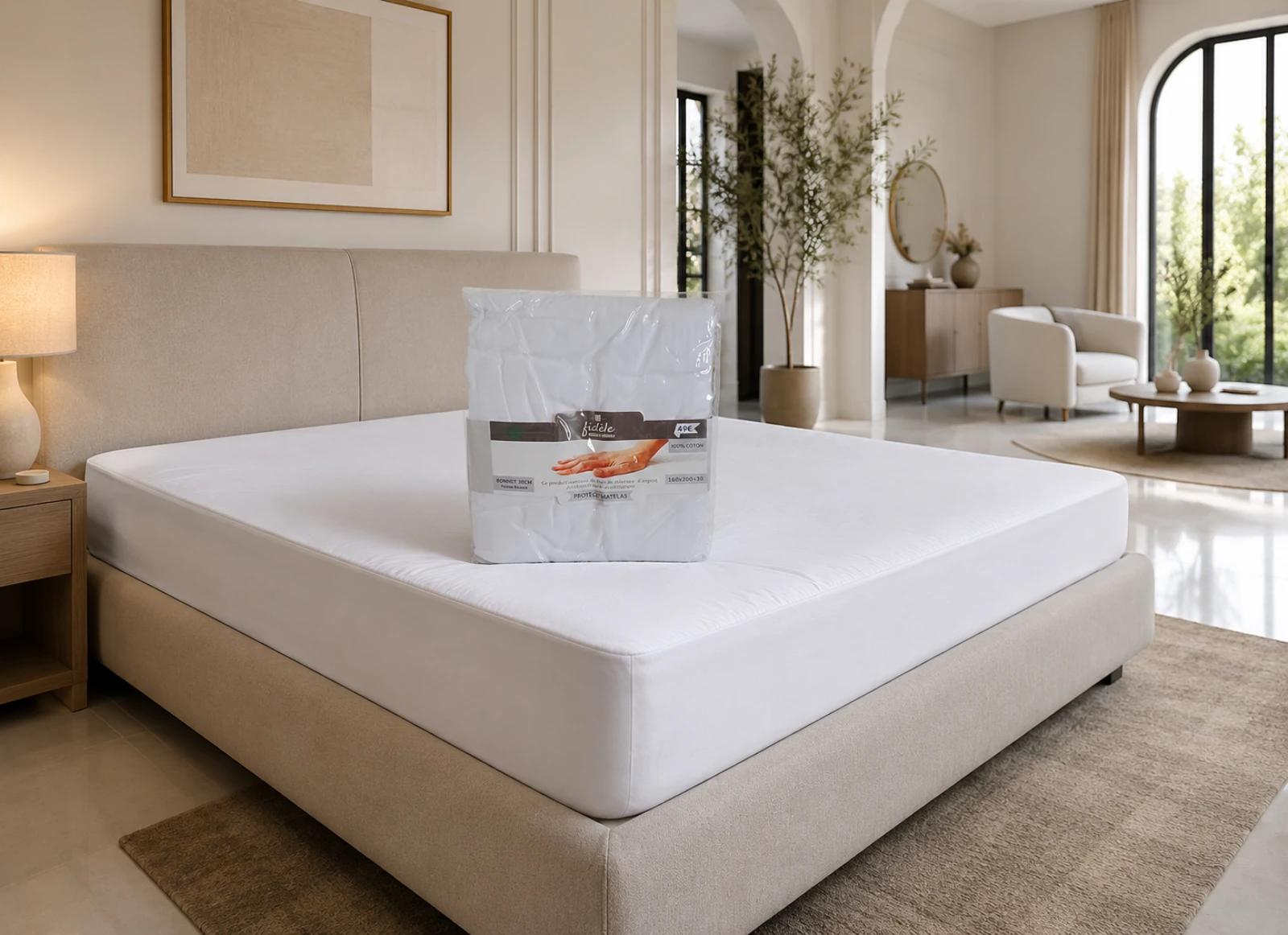 Protège matelas 160x200+30cm 100 % coton
